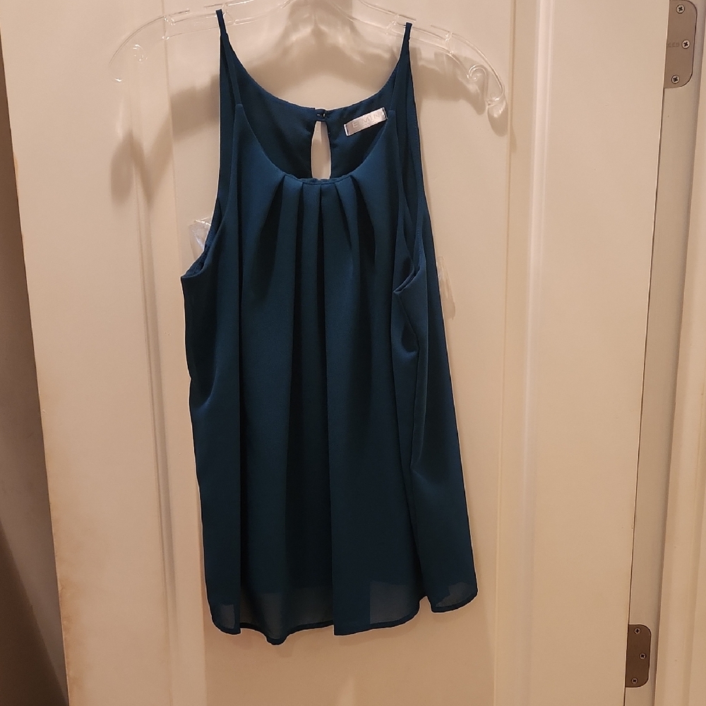 Chic Teal Sleeveless Blouse